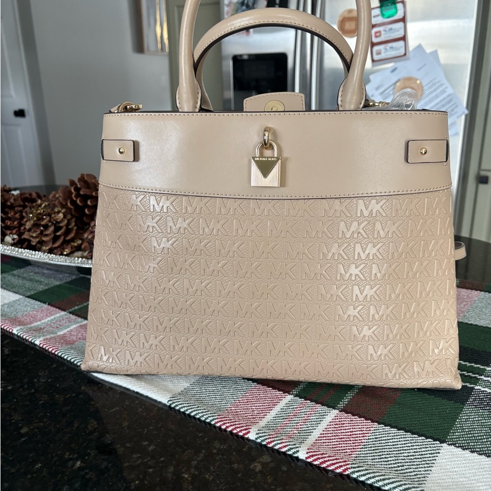 Michael Kors Tan Satchel with Gold Accents